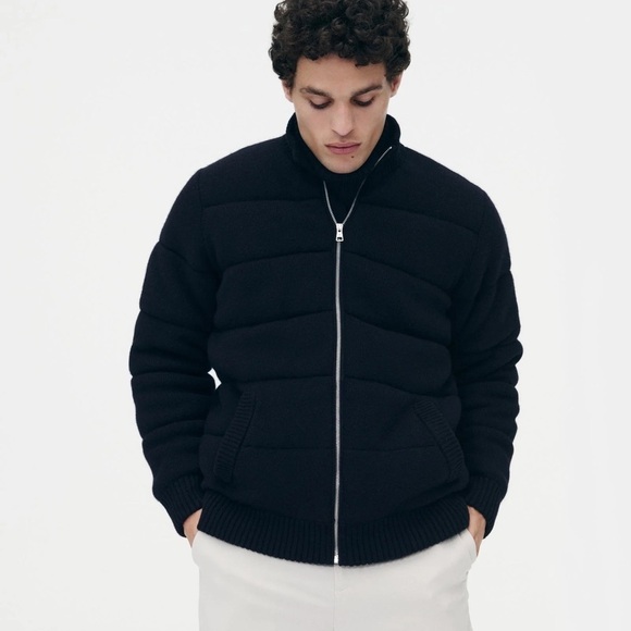 Naadam Men’s Full zip Merino Cashmere Puffer Jacket in Navy size XL